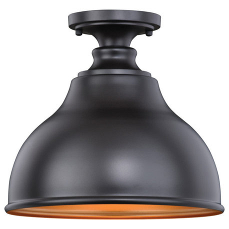 Delano 11" Outdoor Flush Mount Ceiling Light Oil Burnished Bronze/Light Gold