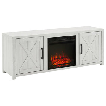 Gordon 58" Low Profile TV Stand With Fireplace, Whitewash