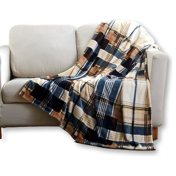 Tartan Plaid Super Soft Warm Winter Cabin Throw Blanket, 90"x90"
