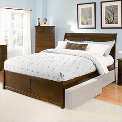 Bordeaux Platform Bed with Flat Panel Footboard in Antique Walnut - Platform Beds