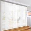 Navajo White-Calisto 7-Panel Track Extendable Vertical Blinds 110-153"x94", Satin Nickel Track