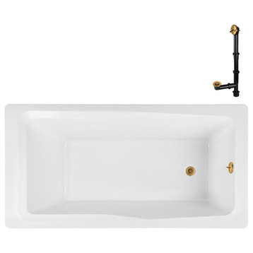 Streamline 66 in. x 34 in. Acrylic Drop-In Bathtub, Brushed Gold