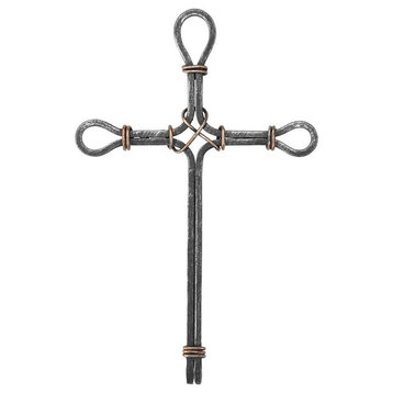 Wall Cross, Silver and Copper Metal, 10"x15.25"