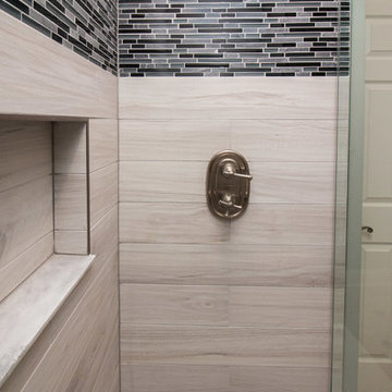 Modern Edimax Astor shower tile wall bath remodel w/ swanstone shower pan
