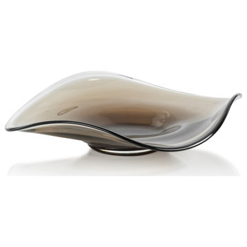 Vellerti Taupe Wave Glass Bowl, Small