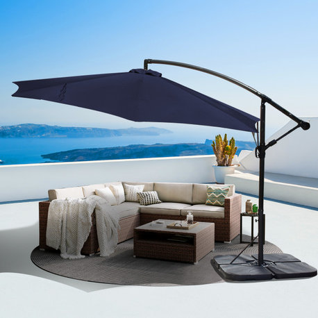 12 ft. Cantilever Patio Umbrella with Weighted Base, Navy Blue