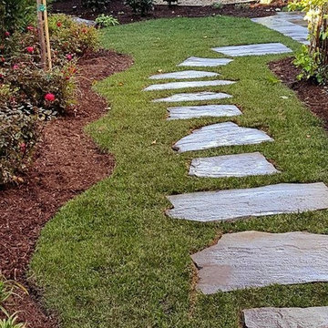 Blue stone stepping stone walkway Long Island
