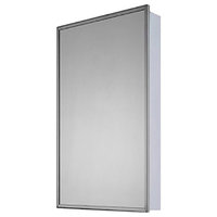 Euroline Medicine Cabinet, 16"x30", Annealed Stainless Frame, Surface Mounted
