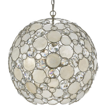 Palla 6 Light Antique Silver Sphere Chandelier