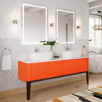 The Cahill Bathroom Vanity, Red Amber, 60", Double Sink, Freestanding