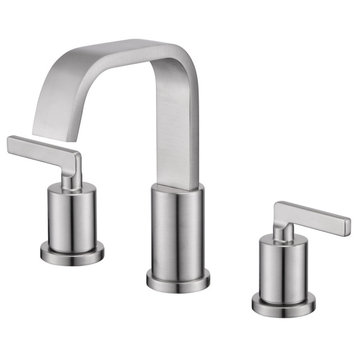 Luxier WSP04-T 2-Handle Widespread Bathroom Faucet with Drain, Brushed Nickel