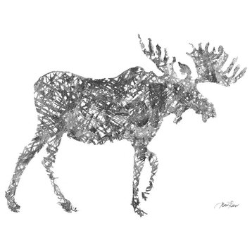 "Silver Sketch Moose" Canvas Art, 24"x16"