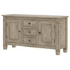 Haysi Rustic Solid Wood 3 Drawer Farmhouse Large Sideboard Cabinet