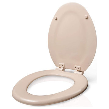 Elongated Molded Wood Toilet Seat Slow Close Easy Remove Adjustable Hinge Bone