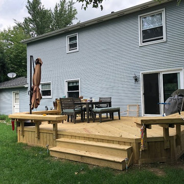 Pressure Treated Pine Deck with Floating Benches in Algonquin, IL