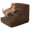 High Density Foam Pet Stairs 4 Steps With Removeable Cover By Petmaker, Brown