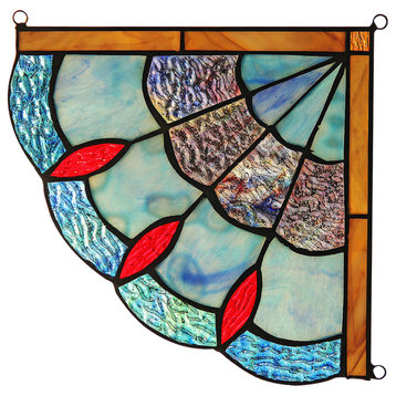 CHLOE Lighting MEI Victorian Tiffany-glass Window Panel 8"