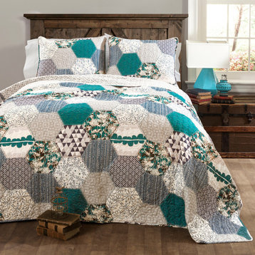 Briley Quilt Turquoise 3Pc Set Full/ Queen