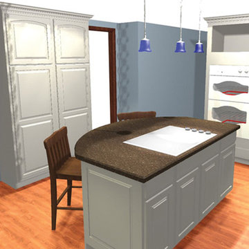 Transitional white raised-panel kitchen