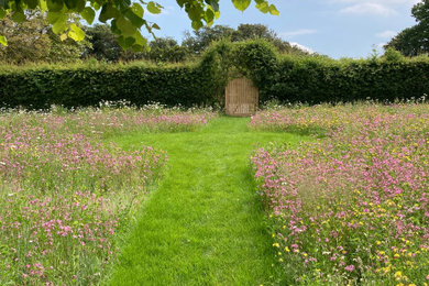 ドーセットにある巨大なトラディショナルスタイルのおしゃれな庭 (庭への小道、日向) の写真