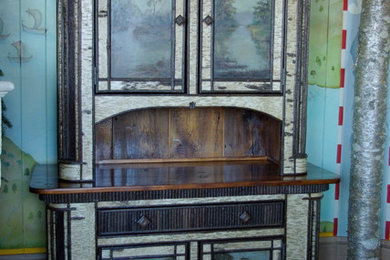 Inspiration for a rustic living room remodel in Burlington