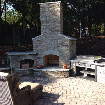 Outdoor Living - Stone Fireplace and Grill