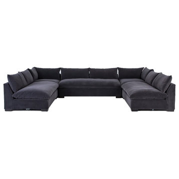 Gabby Modern Charcoal Grey 5-Piece Armless "U" Sectional Sofa