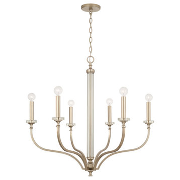 Breigh Six Light Chandelier, Brushed Champagne