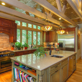 Natural Wood Backsplash Ceiling inspiration for a timeless kitchen remodel in detroit save photo natural stone kitchen backsplash