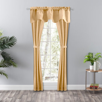 Lisa Solid 58" x 15" Lined Scallop Valance, Butter