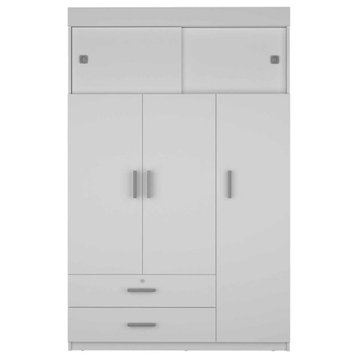 FM Furniture Jakarta Spacious Modern Wood Bedroom Armoire in White