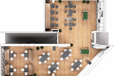 Großes Industrial Arbeitszimmer mit Arbeitsplatz und freistehendem Schreibtisch in Düsseldorf