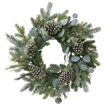 24" Pine and Pine Cone Wreath