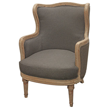 Dan Gray Linen Lounge Arm Chair