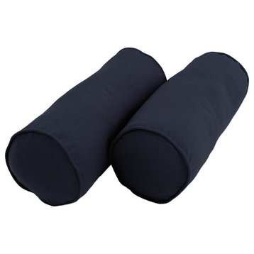 20"x8" Solid Twill Bolster Pillows, Navy
