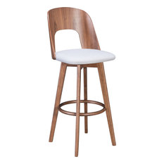 Zuo Modern Contemporary - Anton Bar Stool, Set of 2, Walnut & Light Gray - Bar Stools and Counter Stools