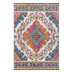 BOHEMIAN FLAIR Boho Vintage Medallion Blue/Multi 6' Round Area Rug