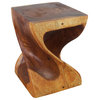 Haussmann Wood Twist End Table 15 x 15 x 20 inch High Cherry Oil