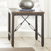Jersey Industrial Square End Table in Antique Tobacco Brown top Black Metal Base