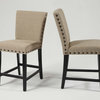 Byton Counter Height Chair, Linen and Black, Set of 2