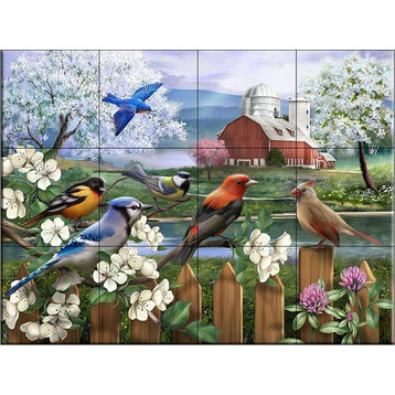 Ceramic Tile Mural, Spring Gathering I, HP, by Henry Peterson