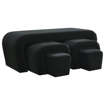 Gewnee Contemporary Upholstered Nesting Bench, Black