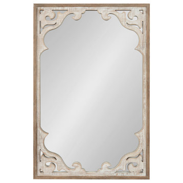 Shovali Framed Wall Mirror, Rustic Brown/White, 22x34