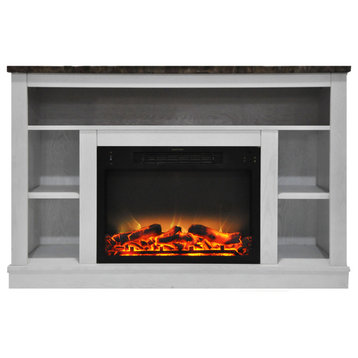 Oxford 47" Electric Fireplace Heater With 1500W Deep Log Insert, White