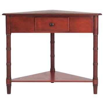Margie Corner Table With Storage Drawer Red