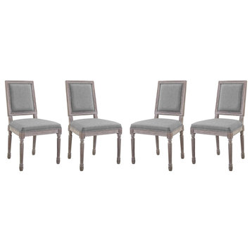 Court Dining Side Chair Upholstered Fabric Set of 4, Light Gray