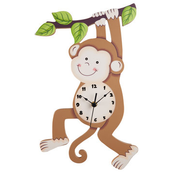 Kids Sunny Safari Monkey Wall Clock