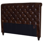 For Now Designs - Chesterfield Headboard, Deep Button Tufting and Nail Heads, 2-Tone Tobacco, King - Chesterfield Headboard, Deep button tufting and Nail Heads in two tone Tobacco Leather. Superb comfort and craftsmanship, a very appealing style.