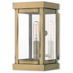 Livex Lighting - Livex Lighting 20701-01 Hopewell - 9" One Light Outdoor Wall Lantern - The design of the Hopewell outdoor wall lantern giHopewell 9" One Ligh Antique Brass Clear  *UL Approved: YES Energy Star Qualified: n/a ADA Certified: n/a  *Number of Lights: Lamp: 1-*Wattage:60w Candelabra Base bulb(s) *Bulb Included:No *Bulb Type:Candelabra Base *Finish Type:Antique Brass