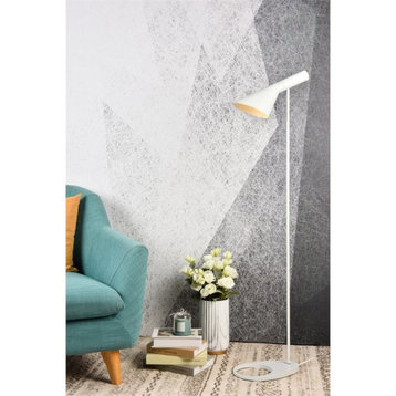 Living District Juniper 1-Light Modern Metal Floor Lamp in White